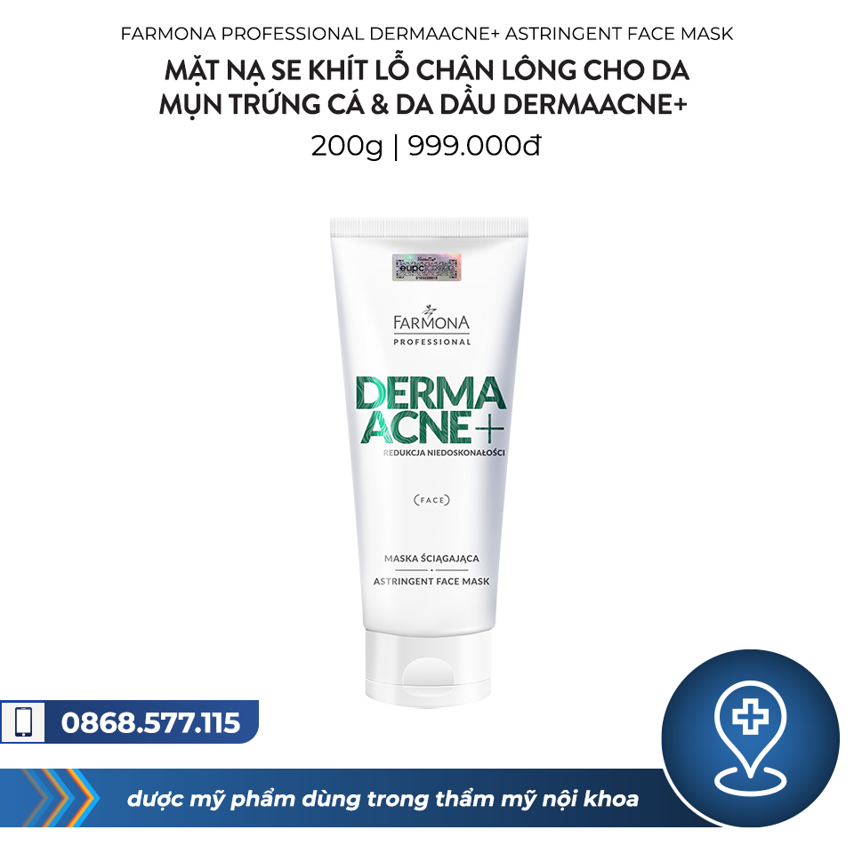Mặt nạ se khít lỗ chân lông cho da mụn Trứng cá & da dầu Dermaacne+