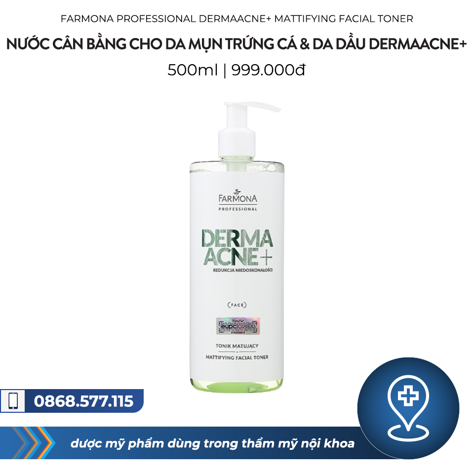 Nước cân bằng cho da mụn trứng cá & da dầu Dermaacne+